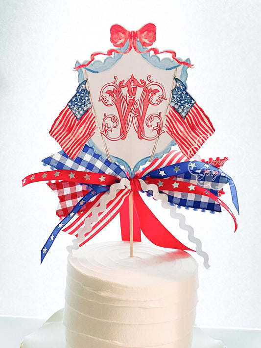 Patriotic Fourth of July Cake Topper - DotsAndGingham