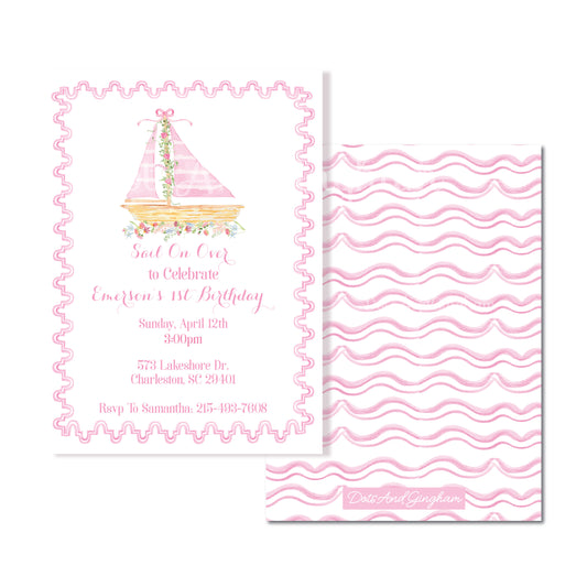 Pink Sailboat Invitation