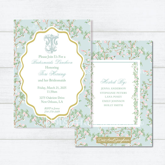 Spring Chinoiserie Bridal Shower Luncheon Invitation