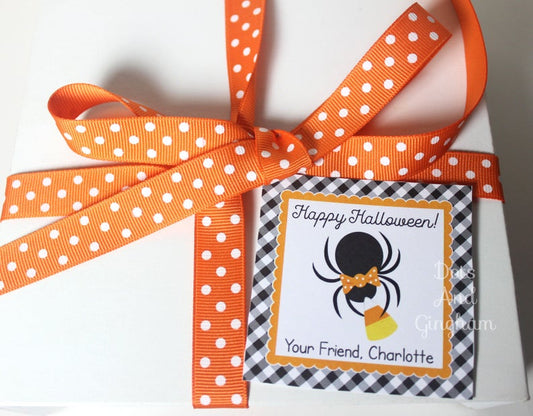 Halloween Spider Tags or Stickers - DotsAndGingham