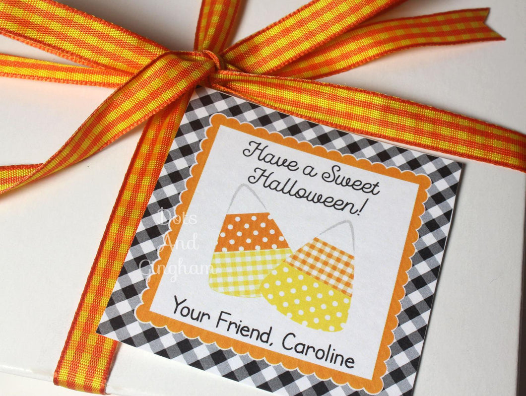 Halloween Candy Corn Tags or Stickers - DotsAndGingham