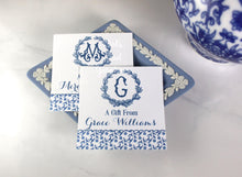 Load image into Gallery viewer, Chinoiserie Scallop Monogram Wreath Gift Tags or Stickers - DotsAndGingham
