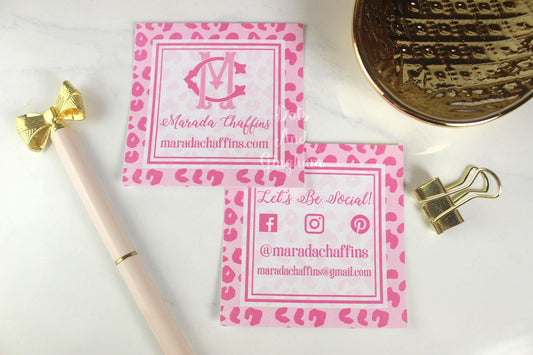 Pink Leopard Calling Cards - DotsAndGingham
