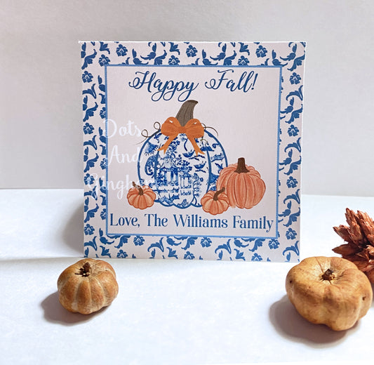 Chinoiserie Pumpkin Tags or Stickers