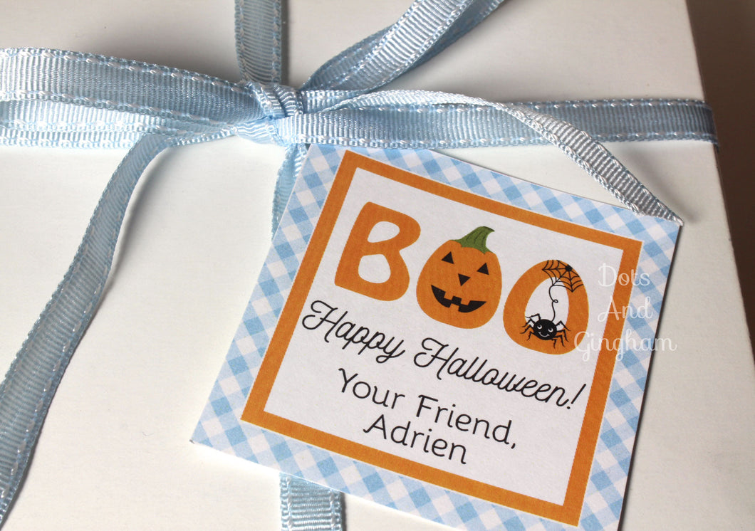 Halloween Boo Tags or Stickers - Blue