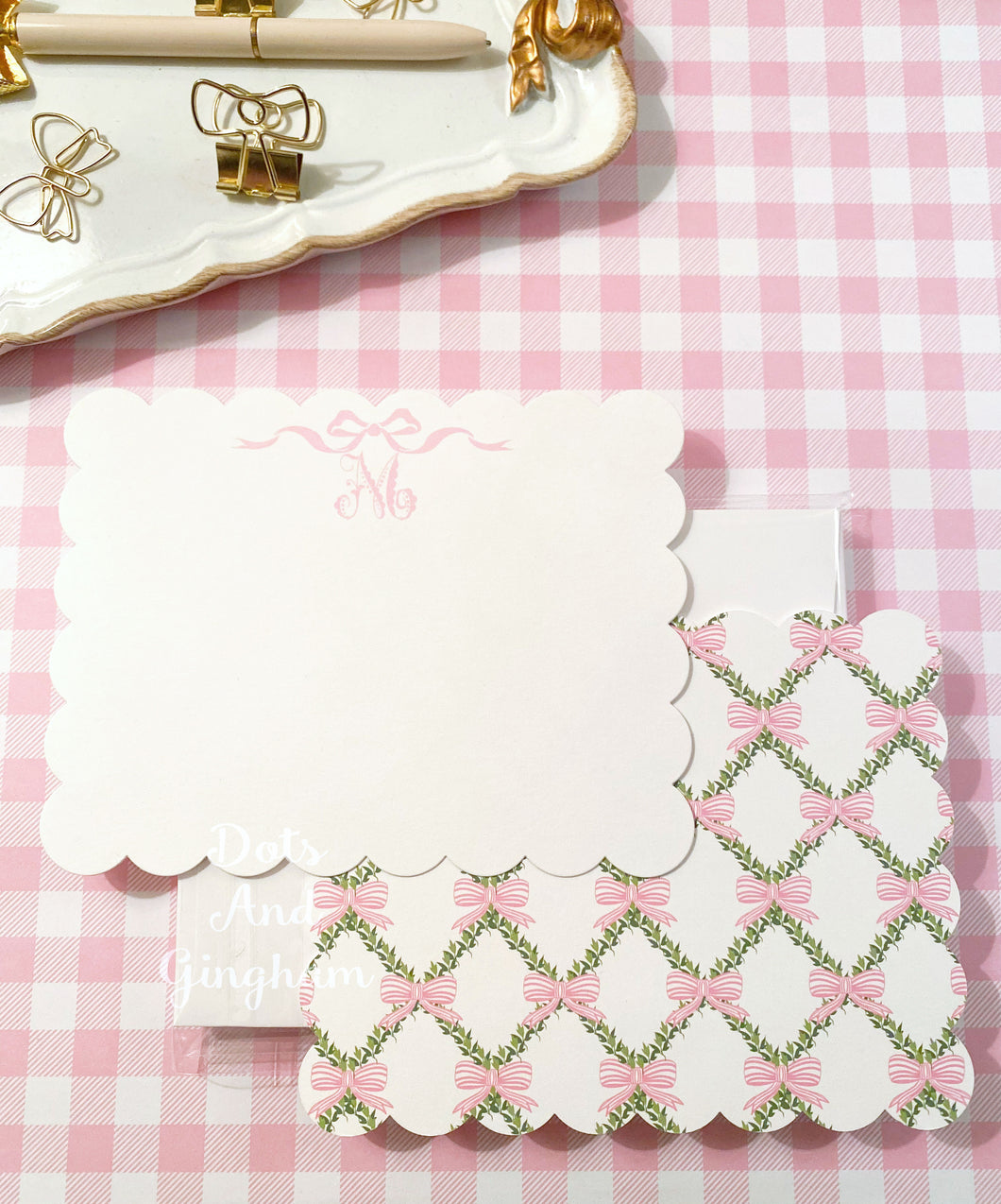 Scallop Trellis Bow Note Cards