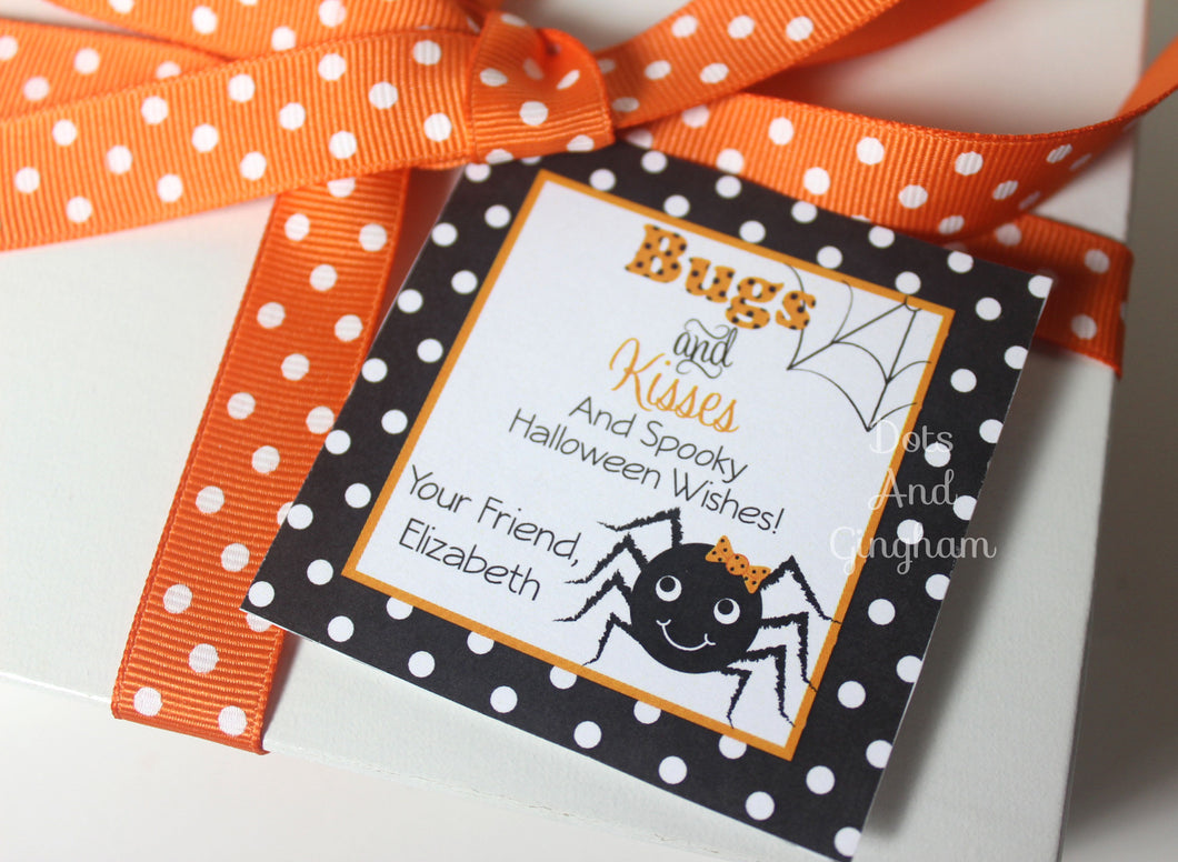 Halloween Bugs and Kisses Tags or Stickers