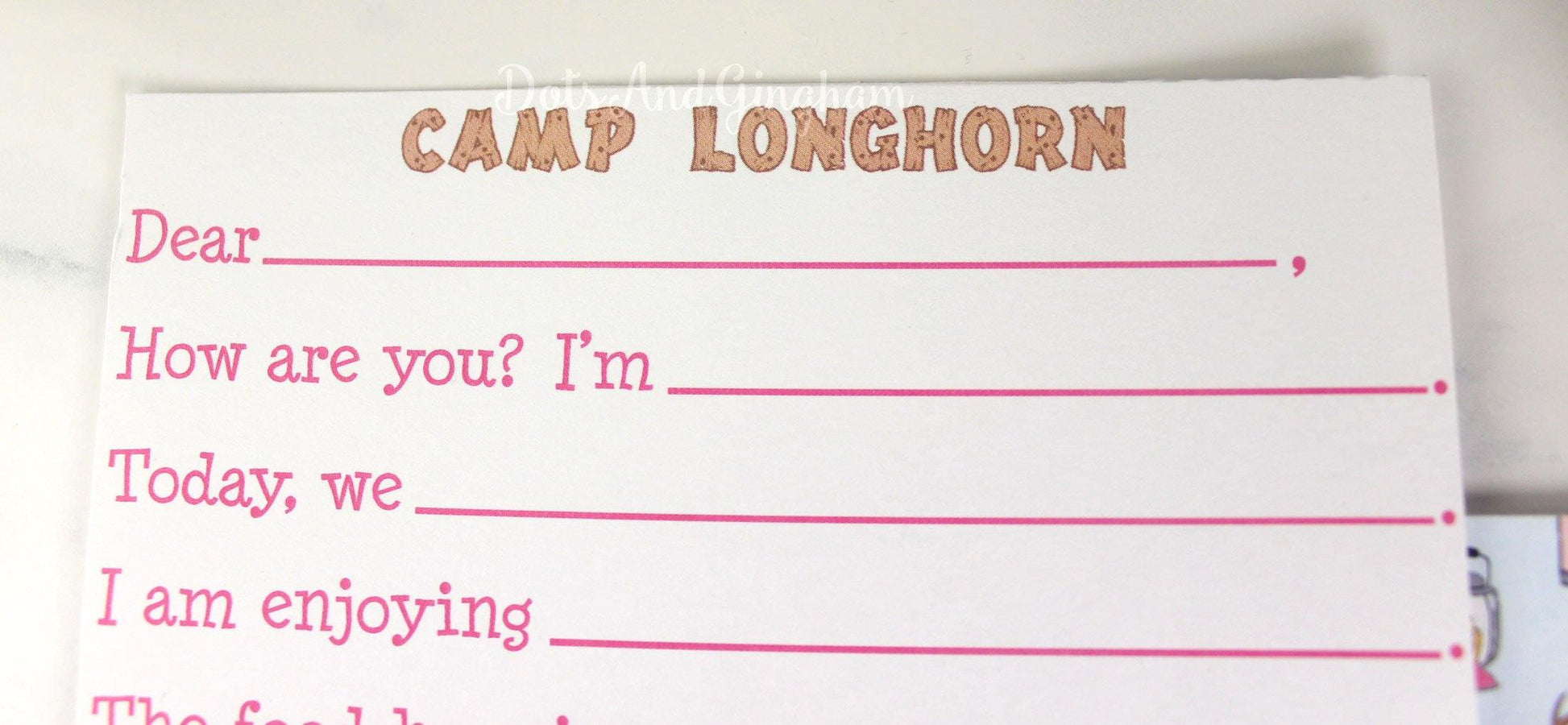 Camp Fill In Note Card - DotsAndGingham