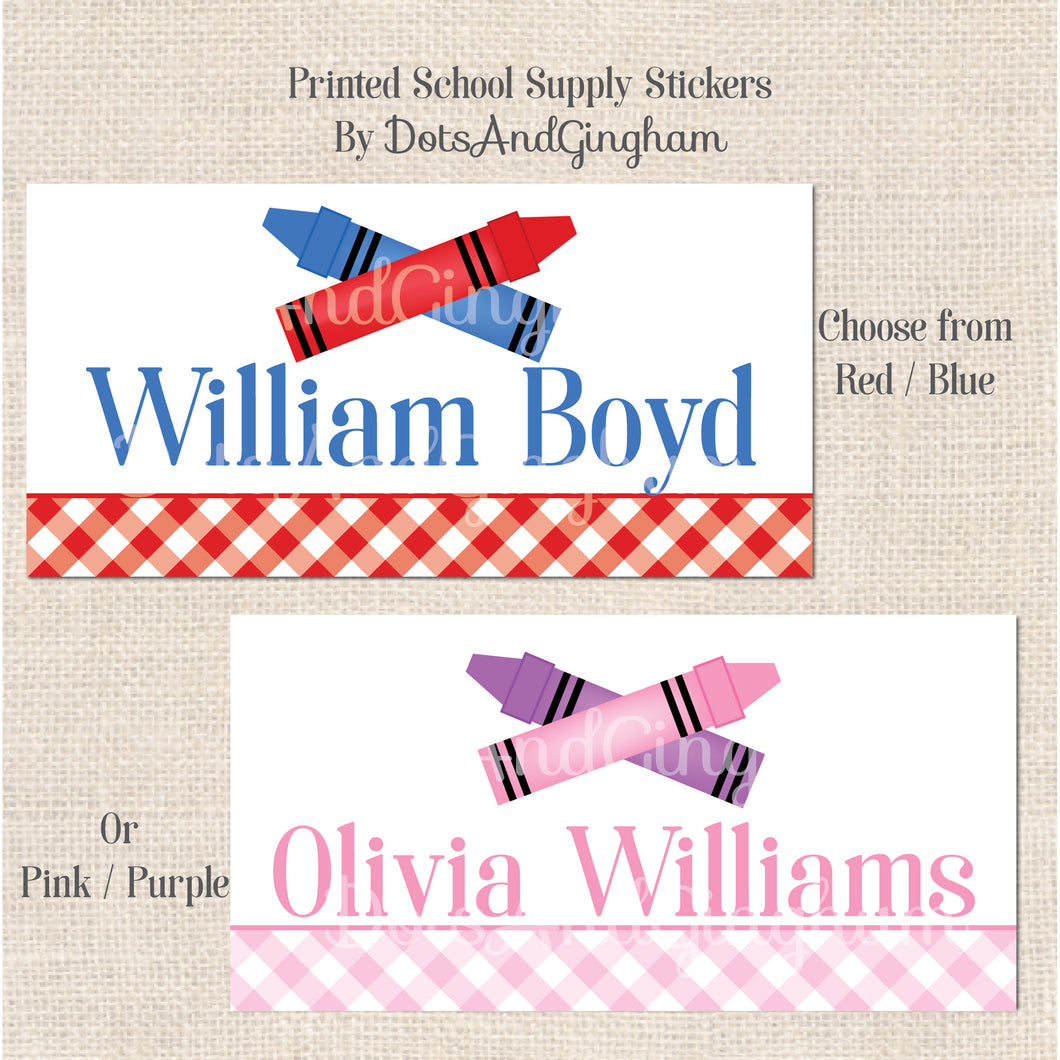 School Supply Stickers, School Supply Labels - DotsAndGingham