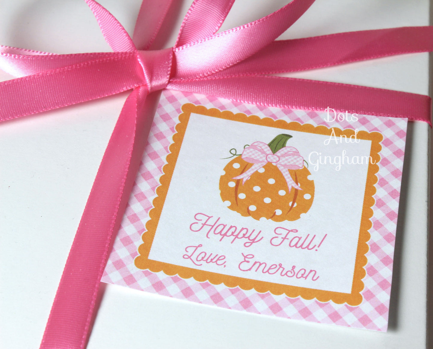Polka Dot Pumpkin Tags or Stickers