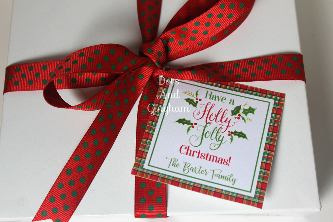 Christmas Holly Jolly Tags or Stickers