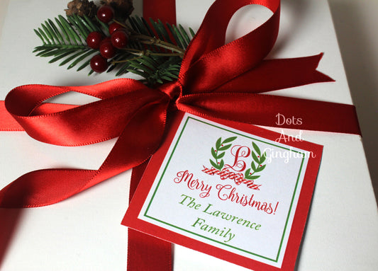 Christmas Laurel Wreath Tags or Stickers