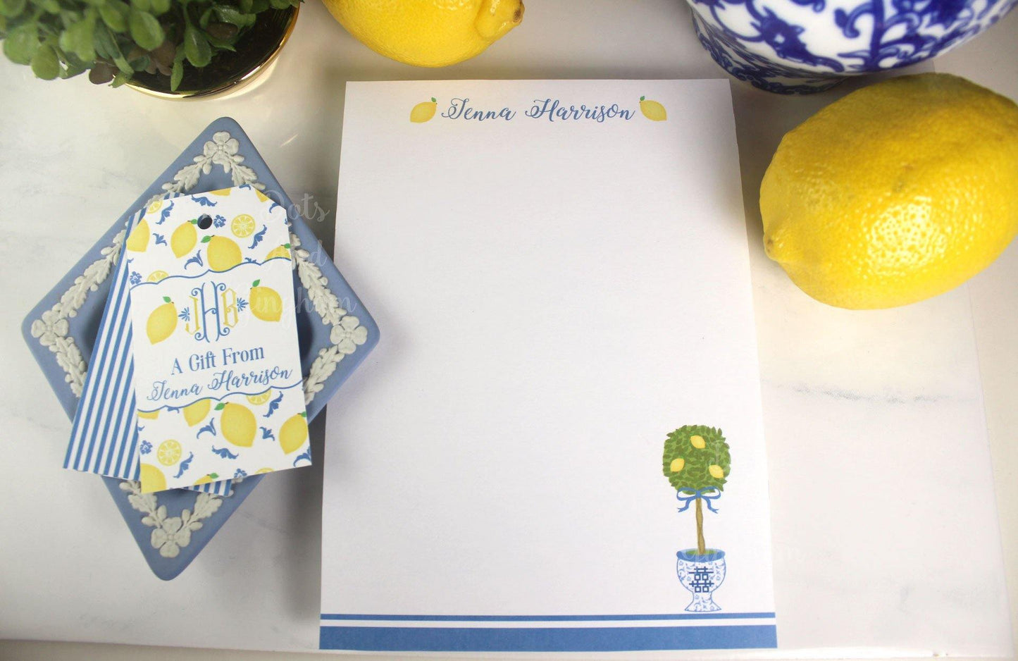 Lemon Chinoiserie Gift Tags - DotsAndGingham