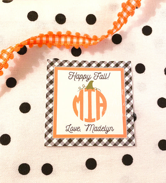 Monogram Pumpkin Tags or Stickers