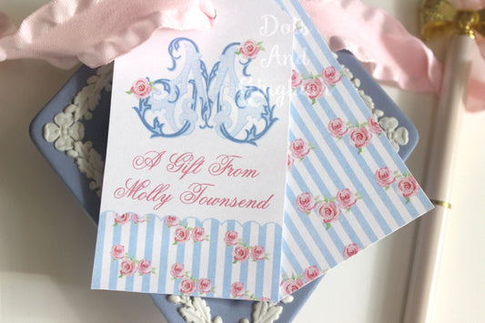 Rose Initial Gift Tag