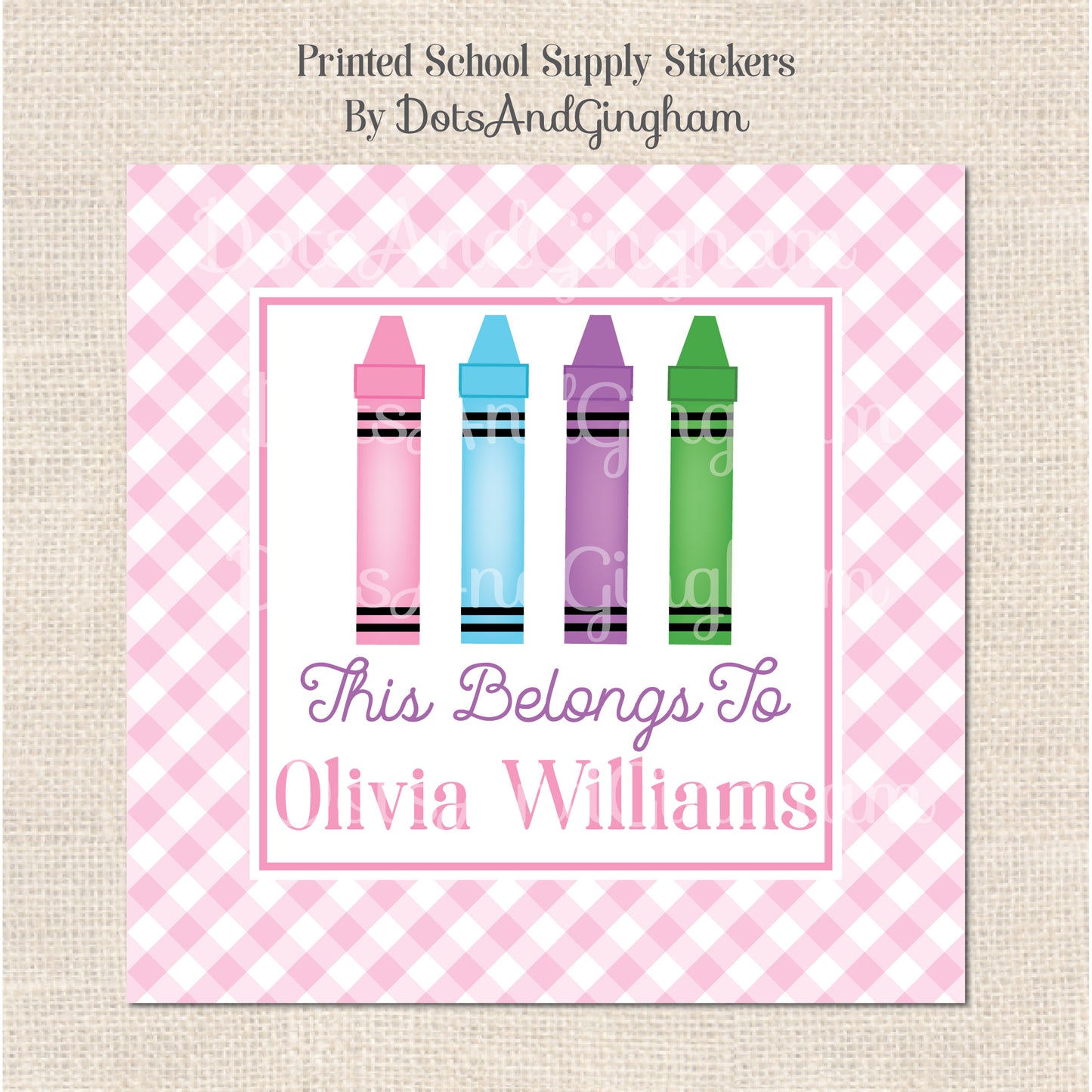 Crayon School Supply Stickers - DotsAndGingham