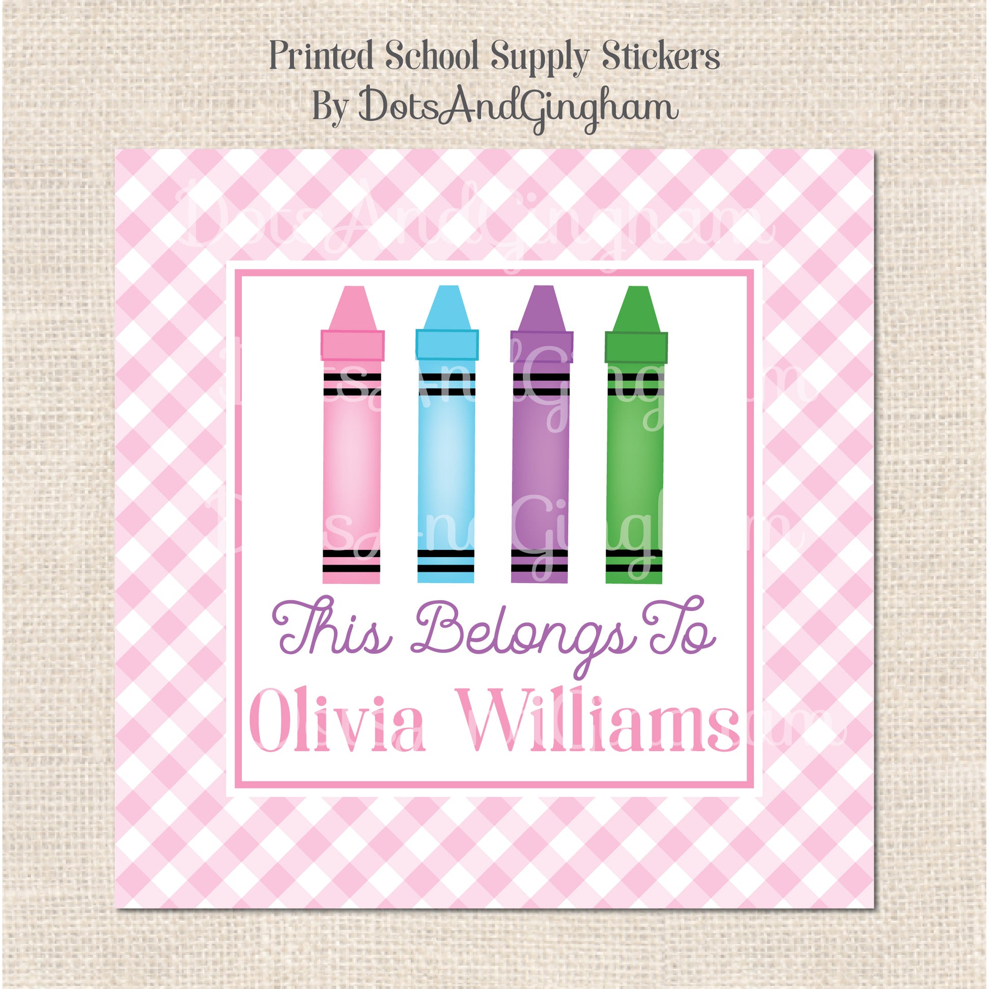 Crayon School Supply Stickers - DotsAndGingham