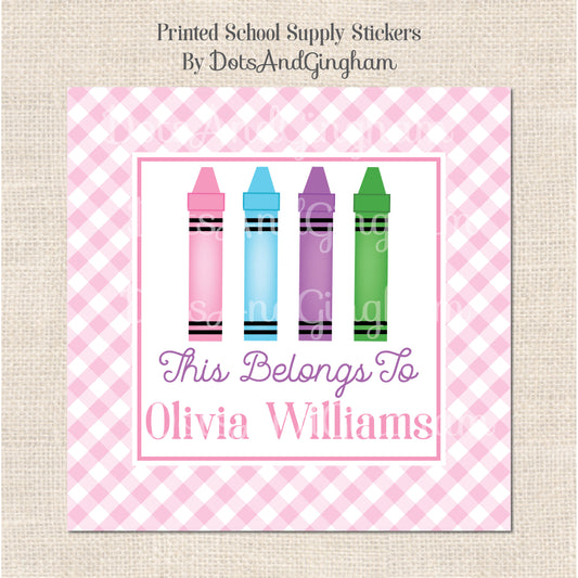 Crayon School Supply Stickers - DotsAndGingham