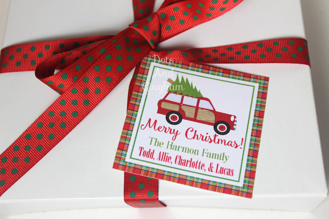 Christmas Station Wagon Tags or Stickers