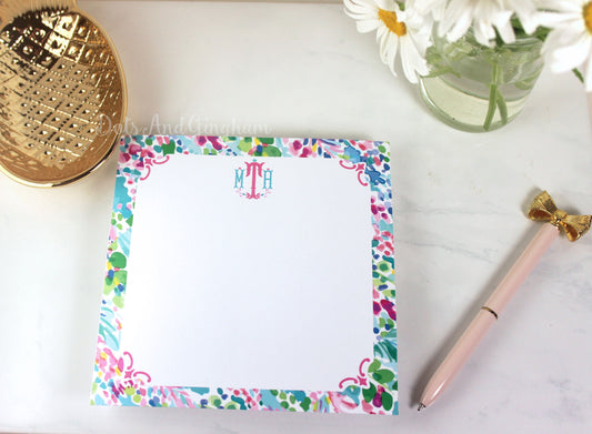 Watercolor Floral Monogram Notepad - DotsAndGingham
