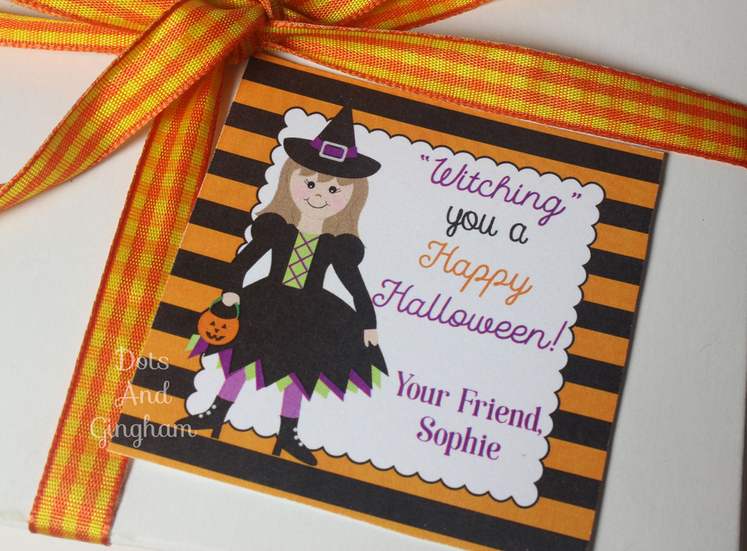Witch Halloween Tags or Stickers
