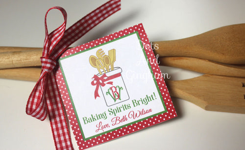 Wooden Utensil Christmas Tags or Stickers - DotsAndGingham