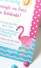 Load image into Gallery viewer, Flamingo Birthday Invitation - DotsAndGingham
