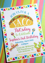 Load image into Gallery viewer, Taco TWOsday Birthday Invitation - DotsAndGingham
