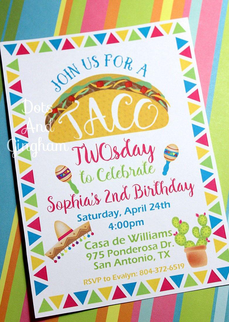 Taco TWOsday Birthday Invitation - DotsAndGingham
