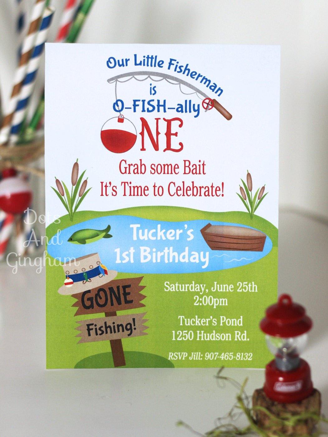 Fishing Birthday Invitation - DotsAndGingham