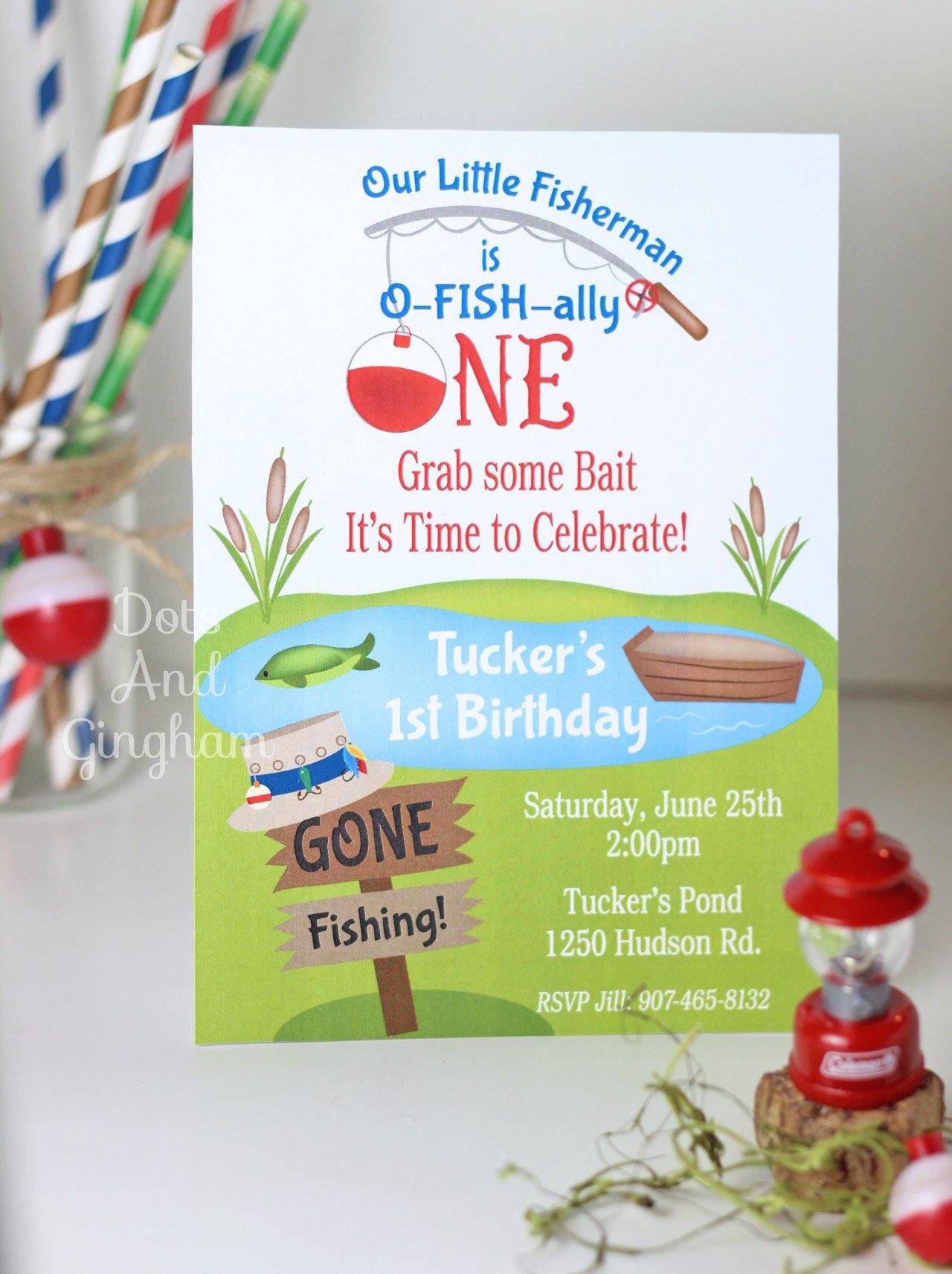 Fishing Birthday Invitation - DotsAndGingham