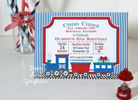 Train Birthday Invitation - DotsAndGingham