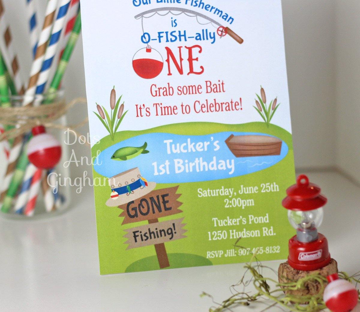 Fishing Birthday Invitation - DotsAndGingham