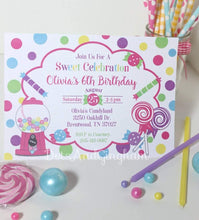 Load image into Gallery viewer, Sweet Shop Birthday Party Invitation - DotsAndGingham
