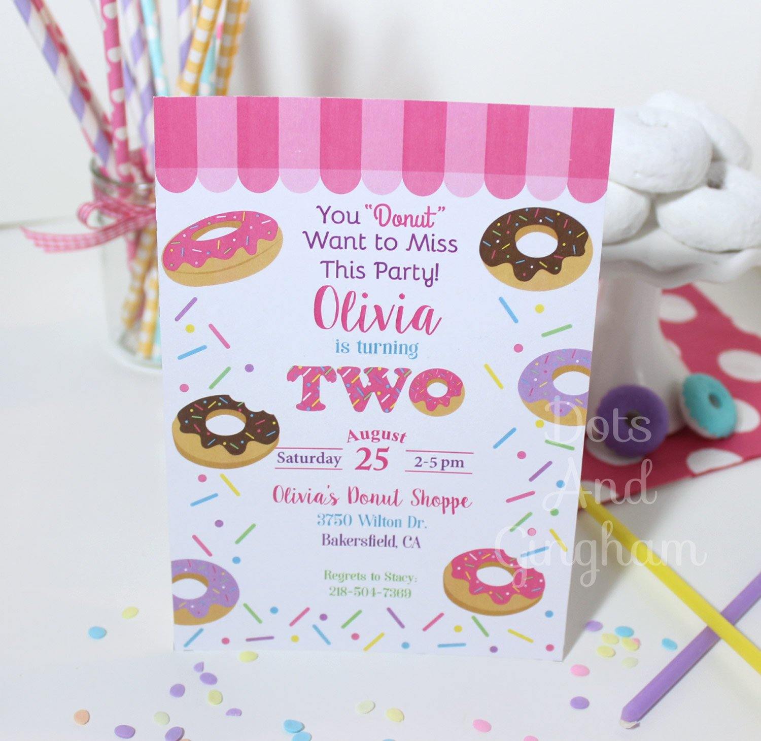 Donut Birthday Party Invitation - DotsAndGingham