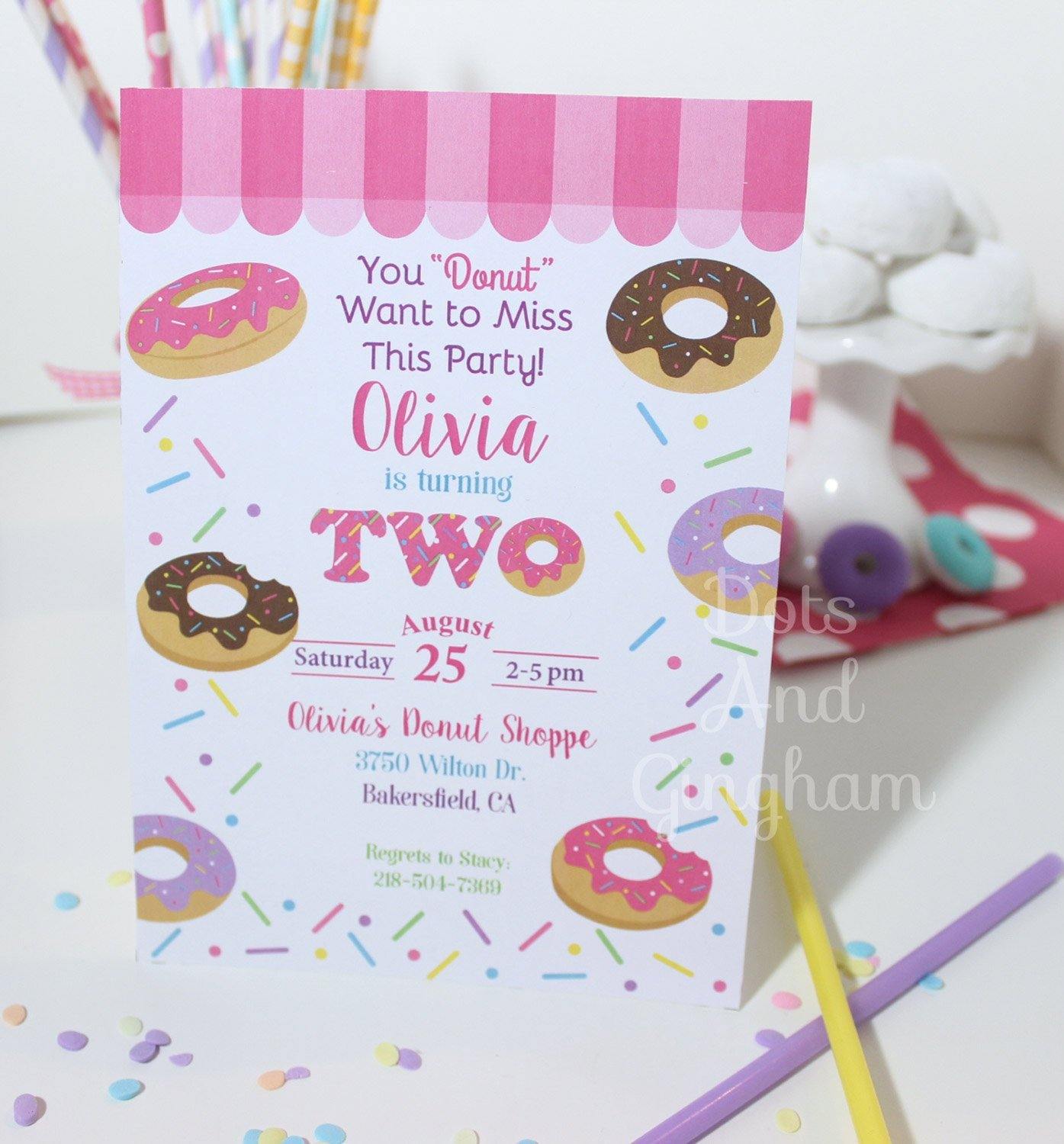 Donut Birthday Party Invitation - DotsAndGingham