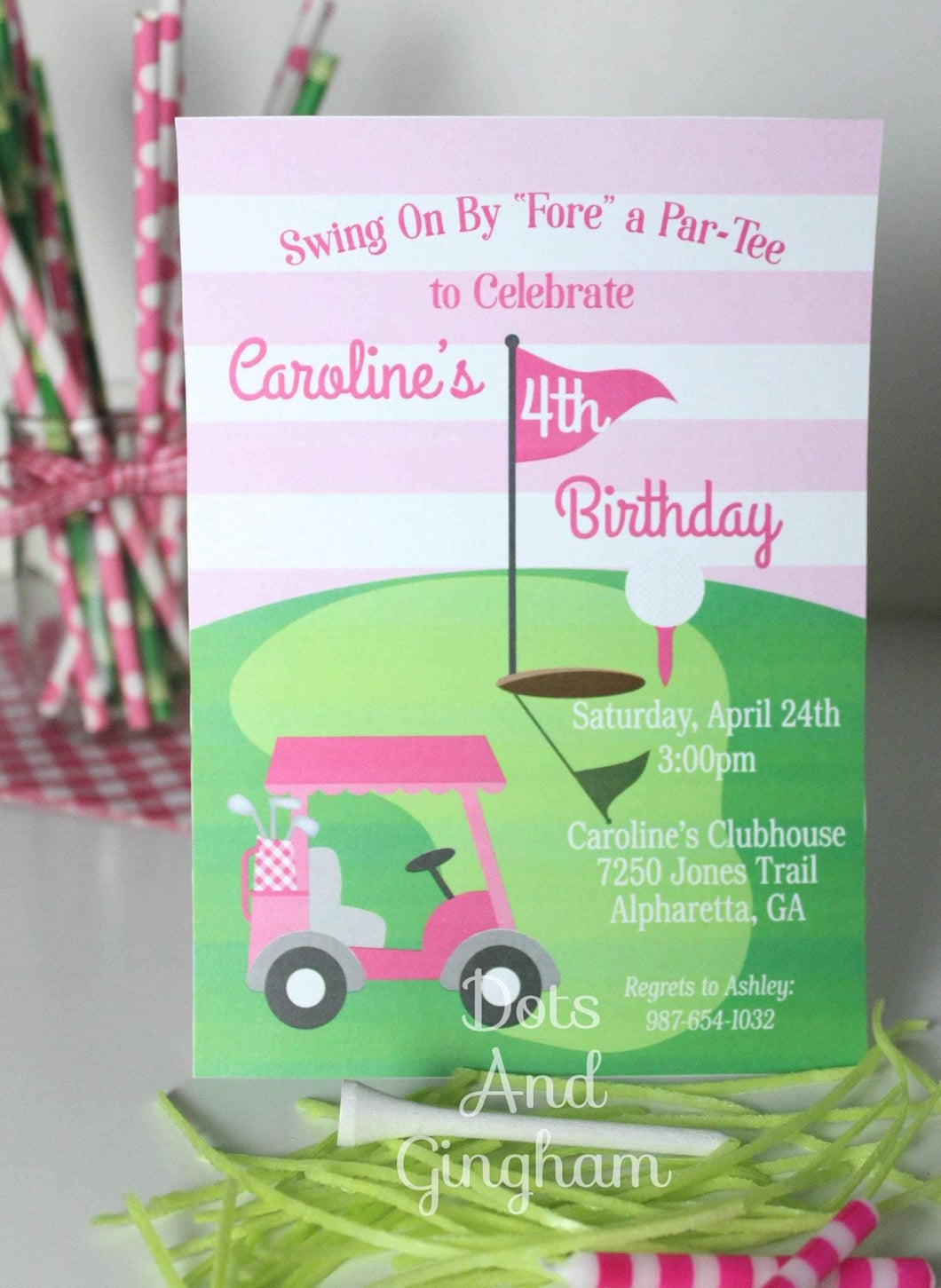 Girl Golf Birthday Invitation - DotsAndGingham