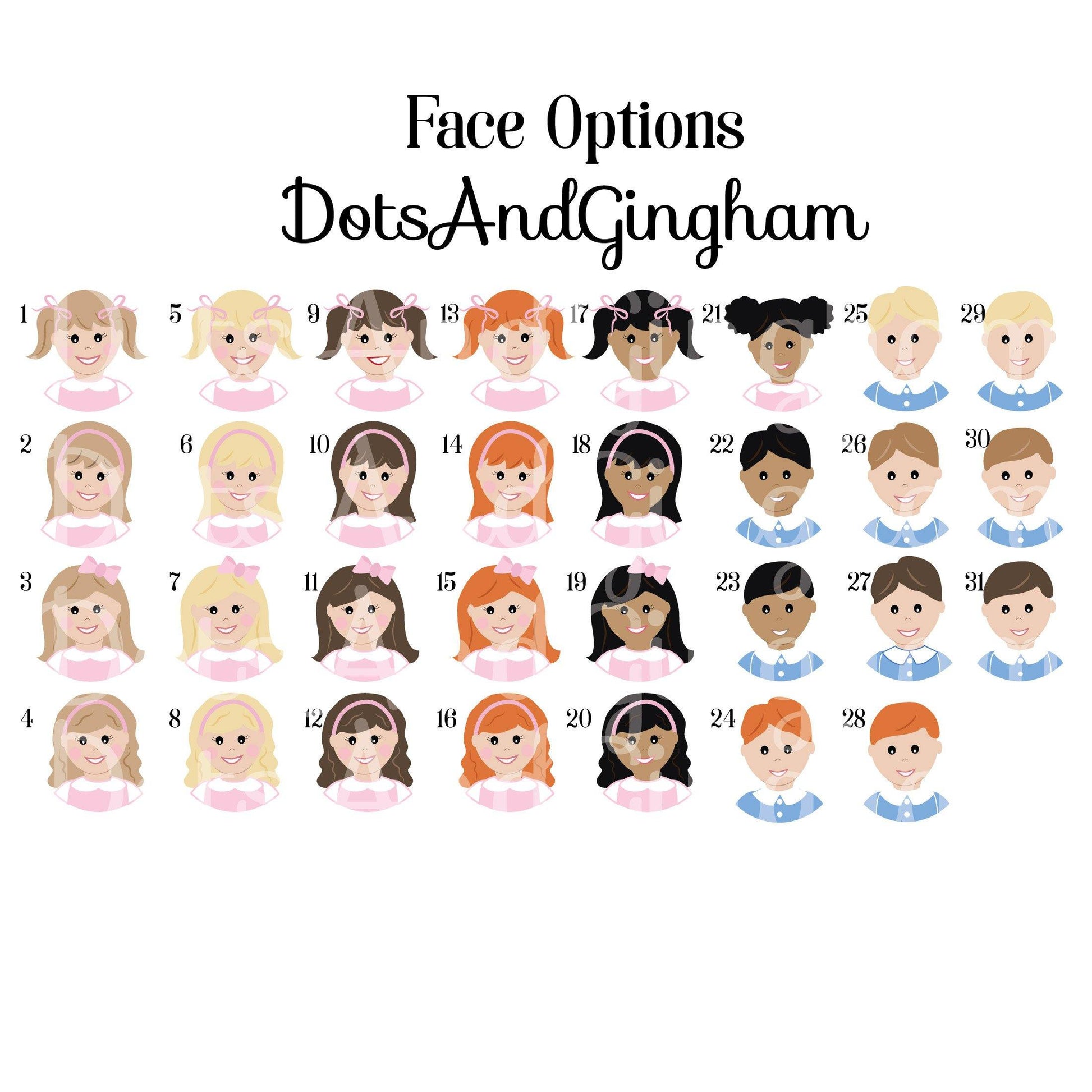 Heirloom Boy/Girl Childrens Face Gift Tag or Stickers - DotsAndGingham