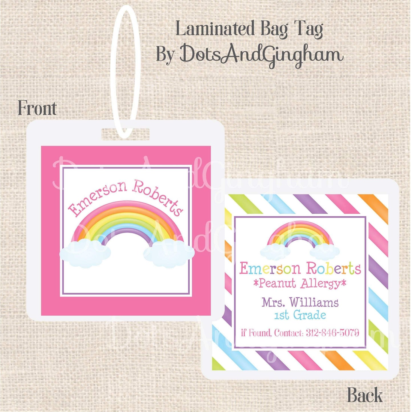 Rainbow Bag Tag - DotsAndGingham