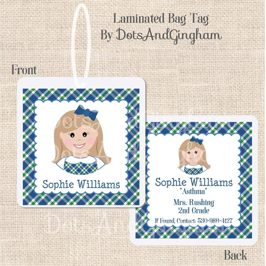 School Girl Bag Tag / School Boy Bag Tag - DotsAndGingham