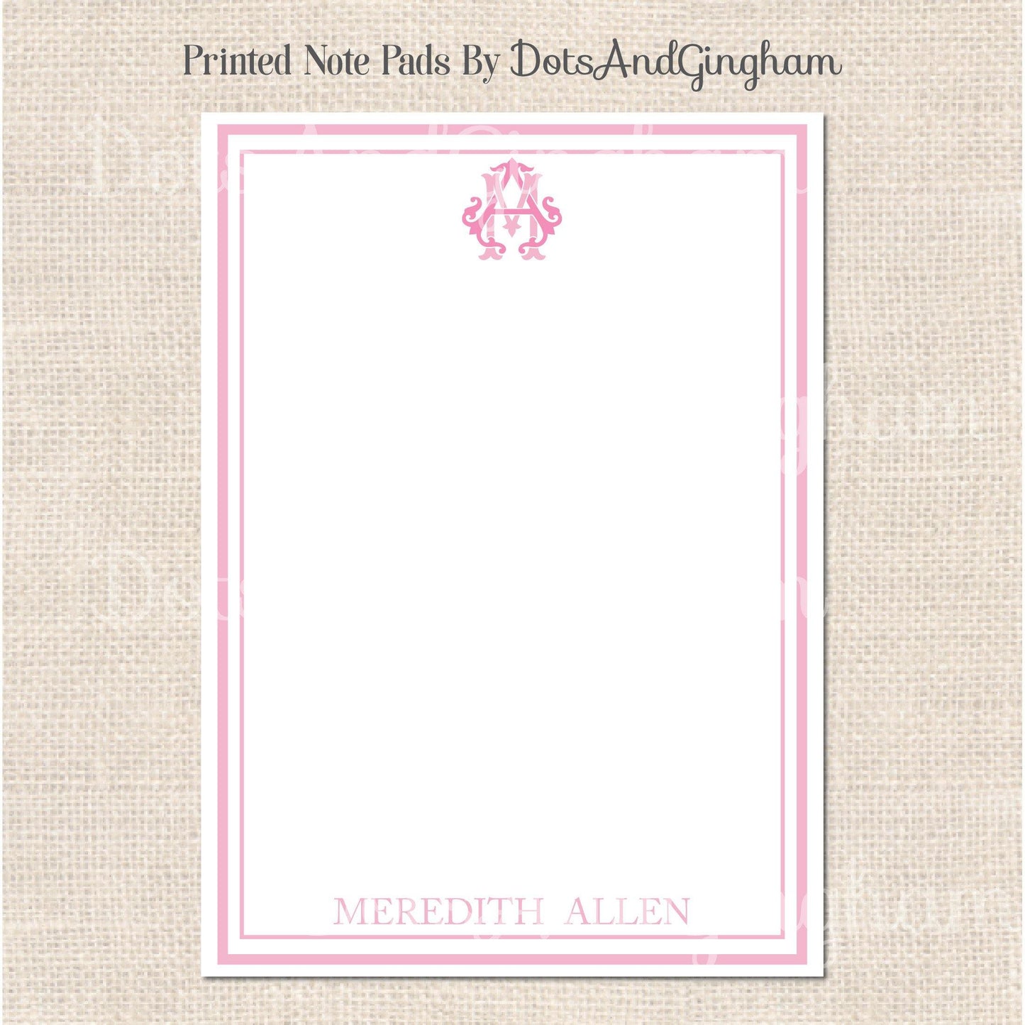 Double Line Monogram Notepad - DotsAndGingham