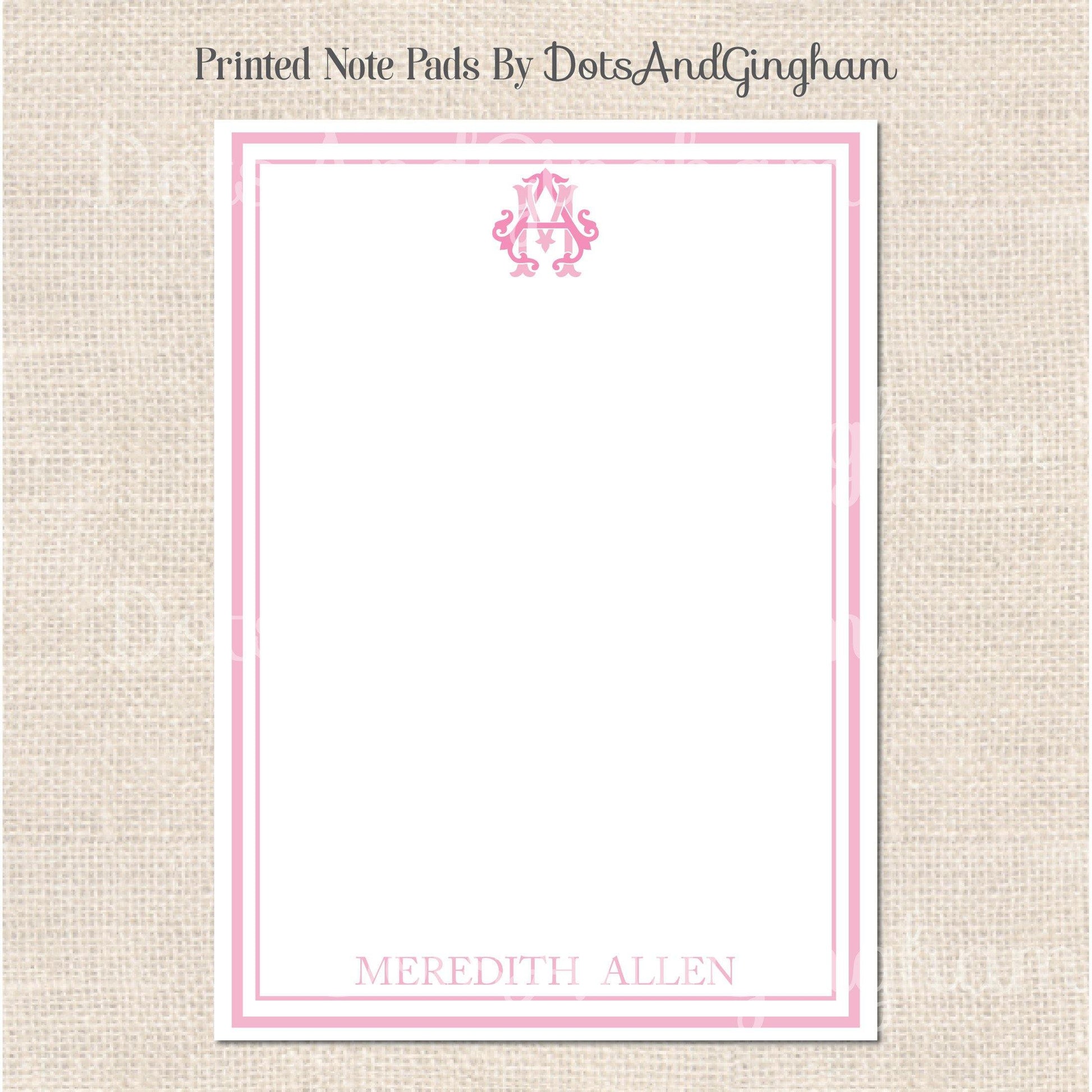 Double Line Monogram Notepad - DotsAndGingham