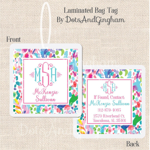 Watercolor Floral Bag Tag - DotsAndGingham