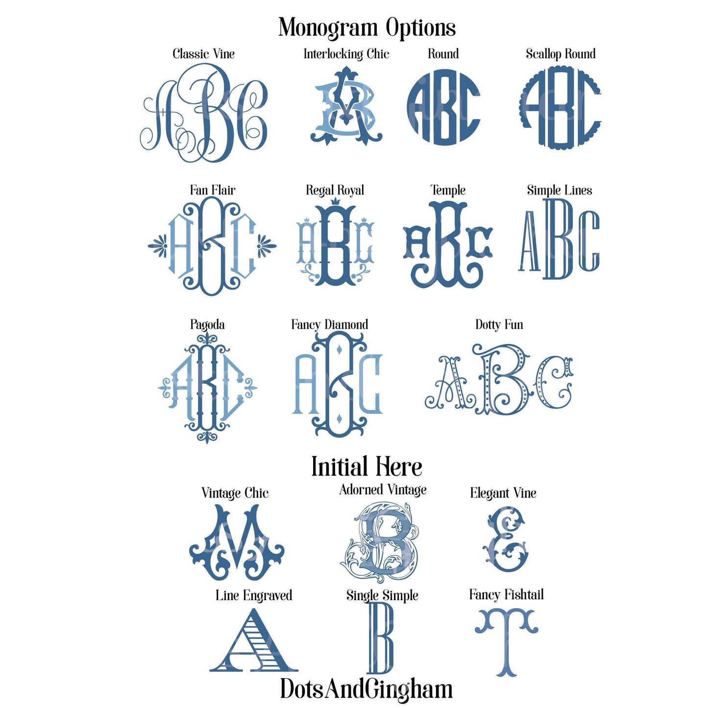 Boxwood Ivy Monogram Gift Tags or Stickers - DotsAndGingham