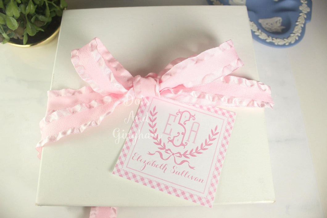 Pink Laurel Wreath Gift Tags or Stickers