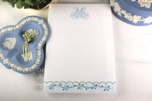 Load image into Gallery viewer, Blue Scallop Floral Vine Monogram Note Pad - DotsAndGingham
